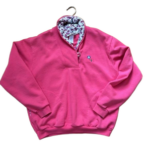 Vintage Northern Reflections Pink Pocket Sweatshirt Floral Trim - ptp 22.5”